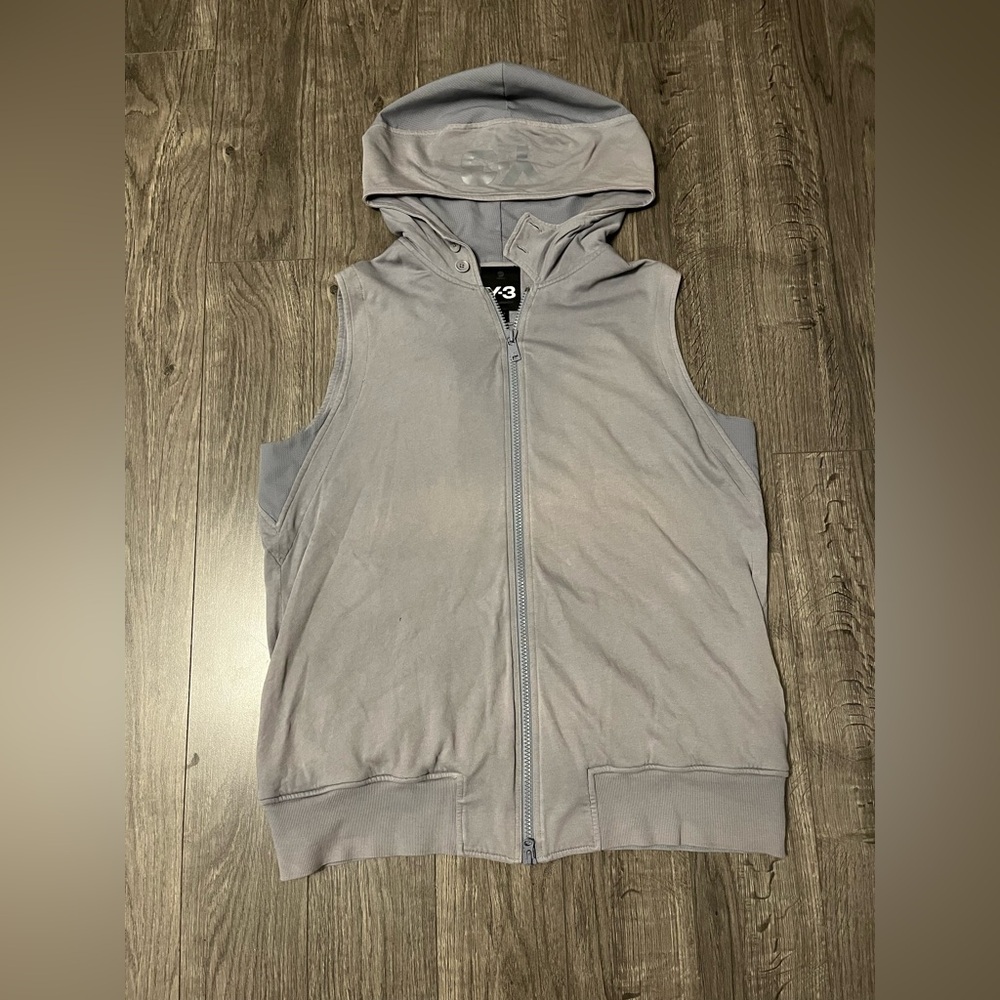 adidas Y-3 Light Gray Sleeveless Zip Hoodie
